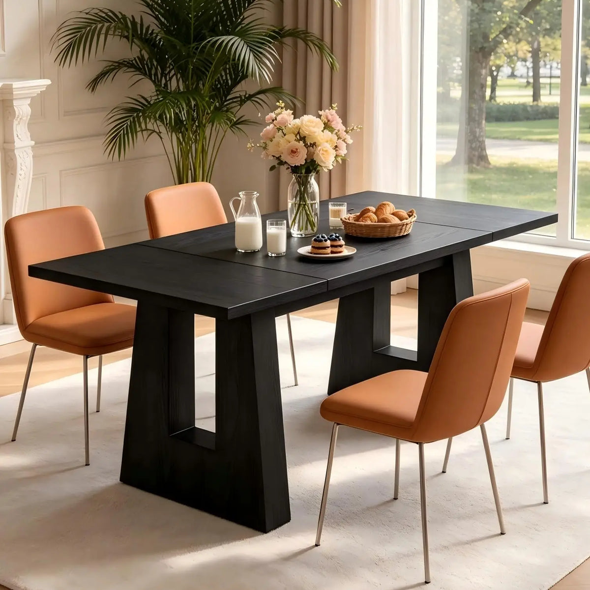 HiMISS Modern Mid Century Wood Dining Table With Sleek Legs