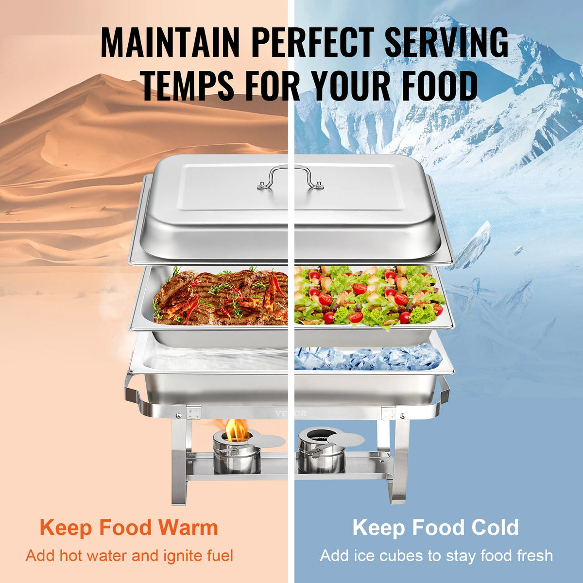 SucceBuy Chafing Dish Catering Warmer With Pan And Foldable Stand