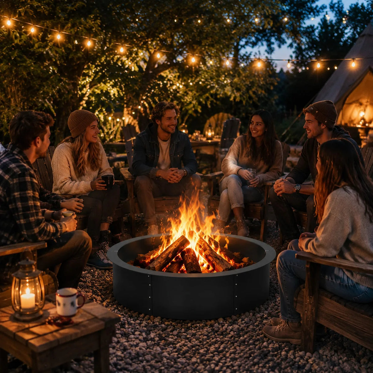 Heavy Duty Steel Fire Pit Ring Insert For Wood Burning