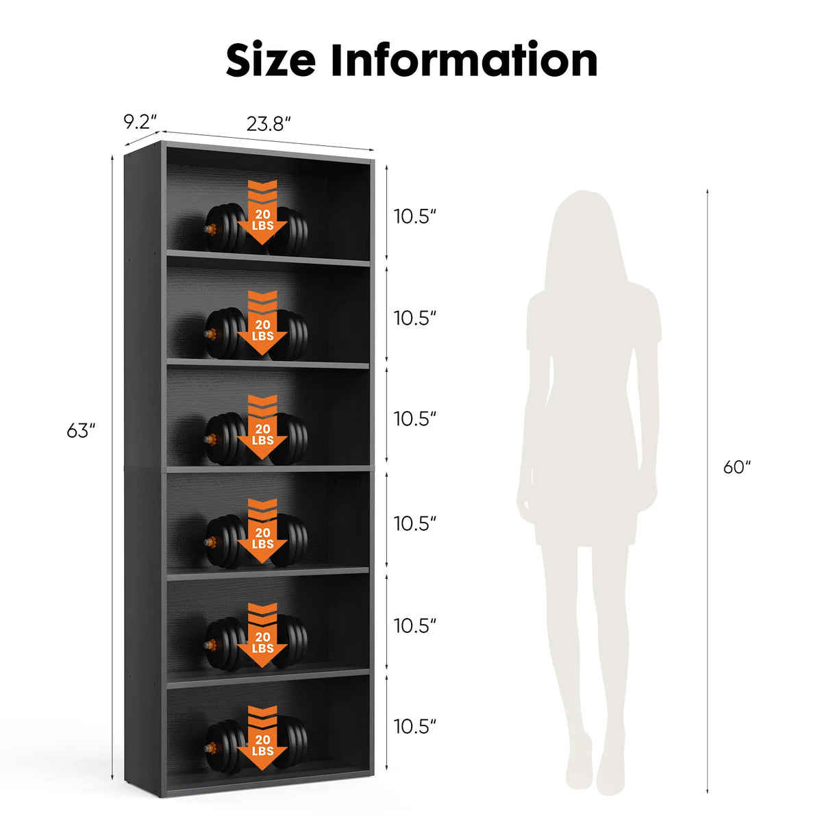JHK Modern Wooden Bookshelf For Home And Office Storage