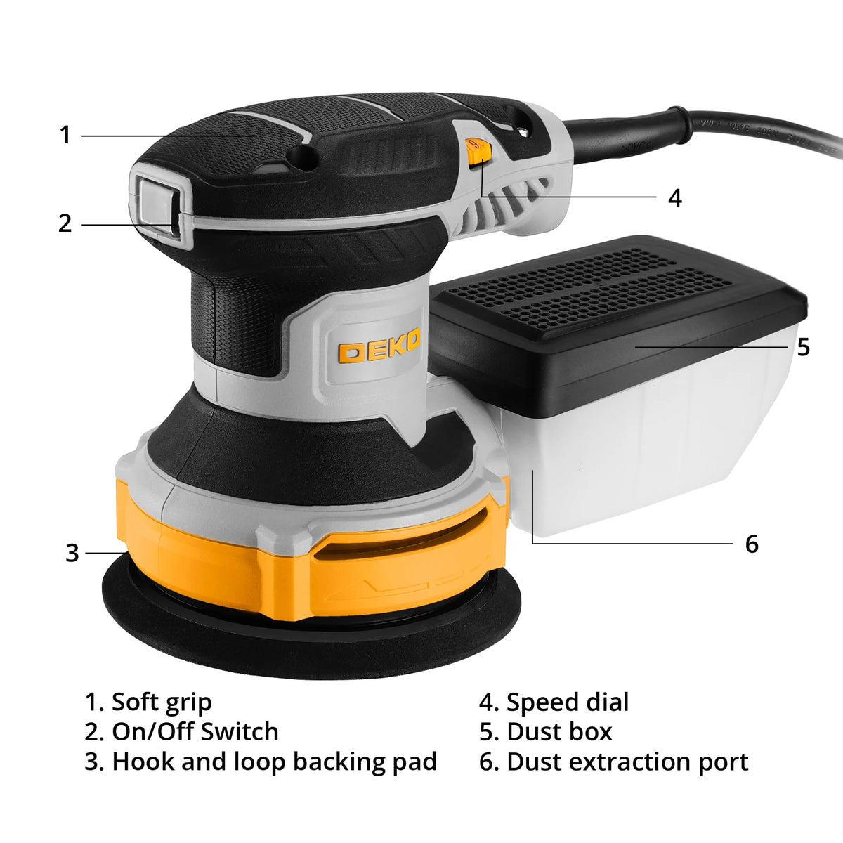 DEKO Powerful Orbital Sander With Efficient Dust Collection