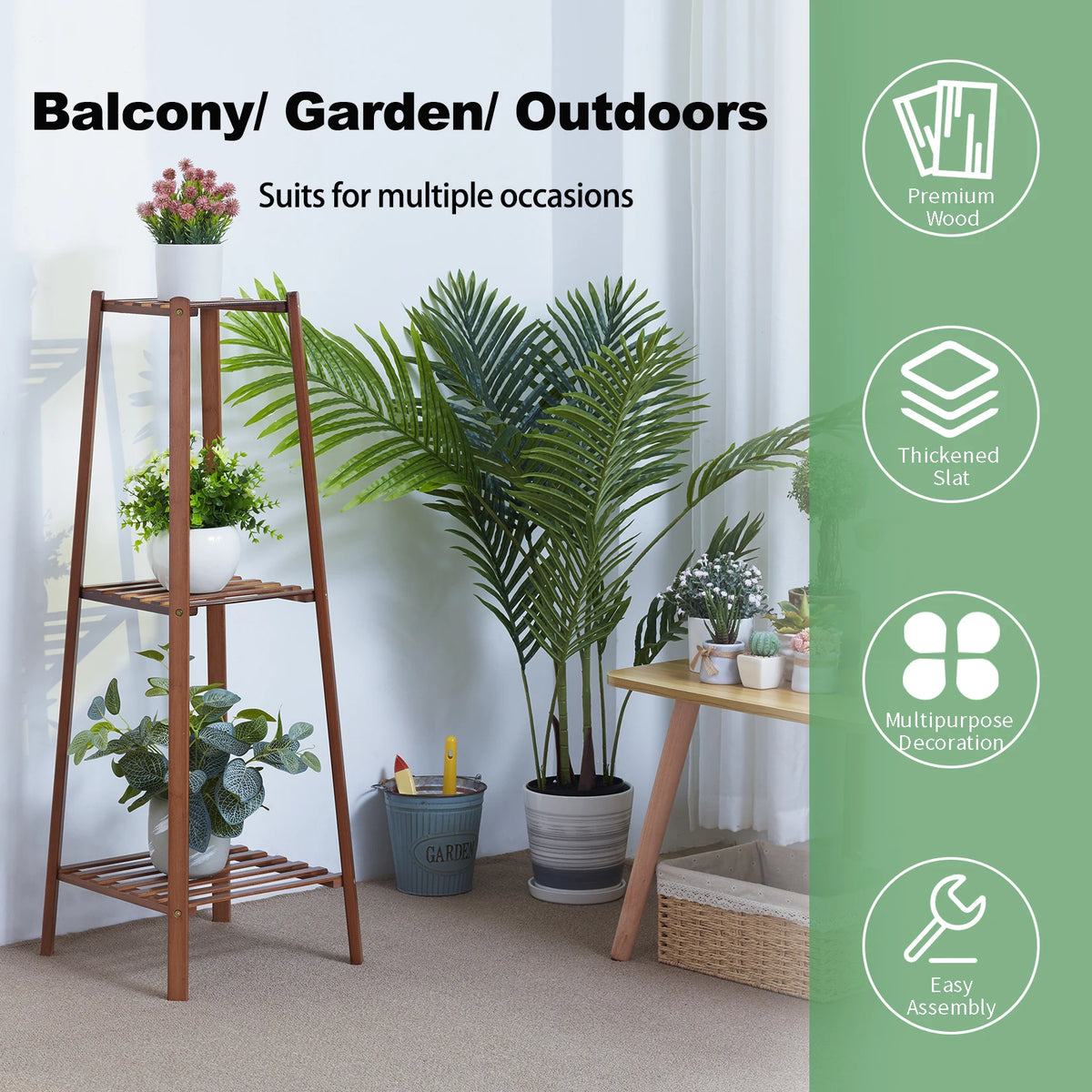 Wisfor Tiered Bamboo Plant Stand Indoor Flower Display Shelf