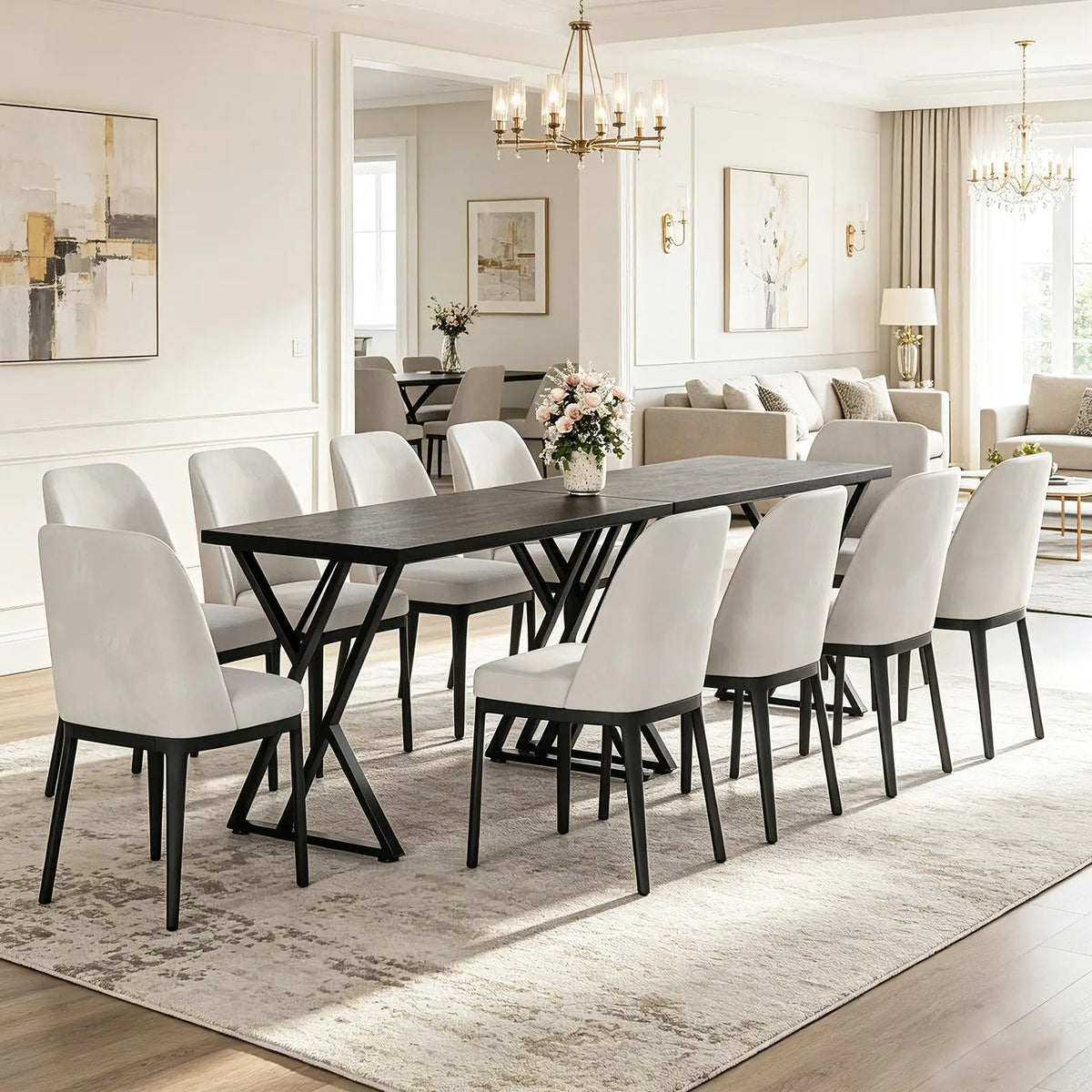 HiMISS Industrial Rectangular Dining Table With Metal Frame