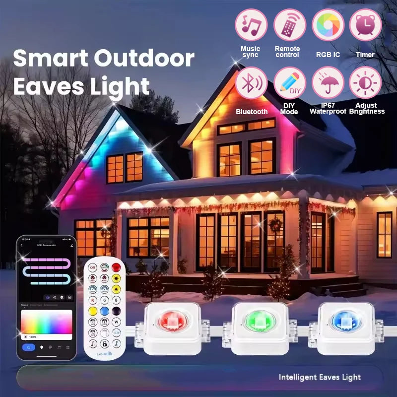 MIMIRGB Smart Permanent Outdoor RGBIC String Lights For Gardens