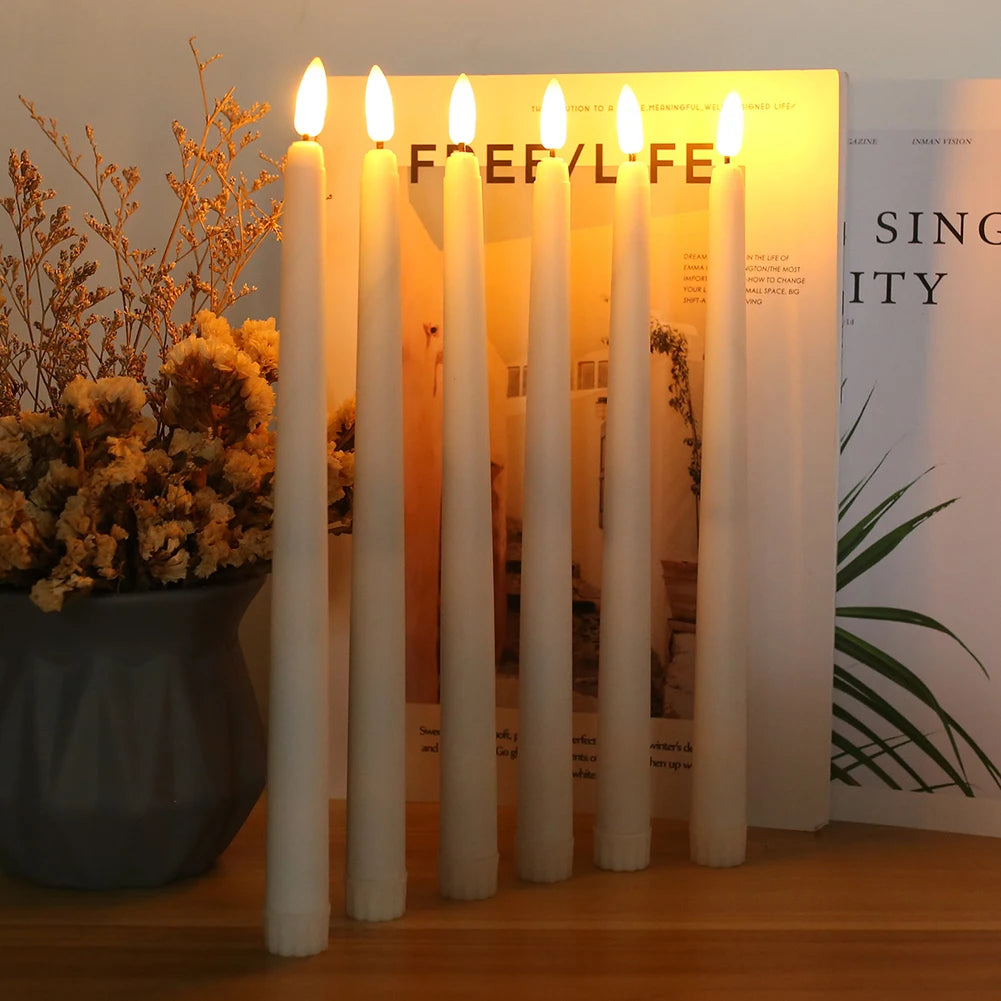 Flameless LED Taper Candles With Remote Control Flickering Flame