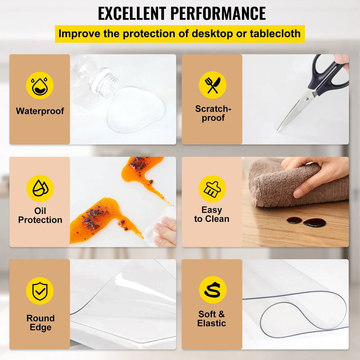Transparent Pvc Table Cloth Waterproof Desk Protector Mat