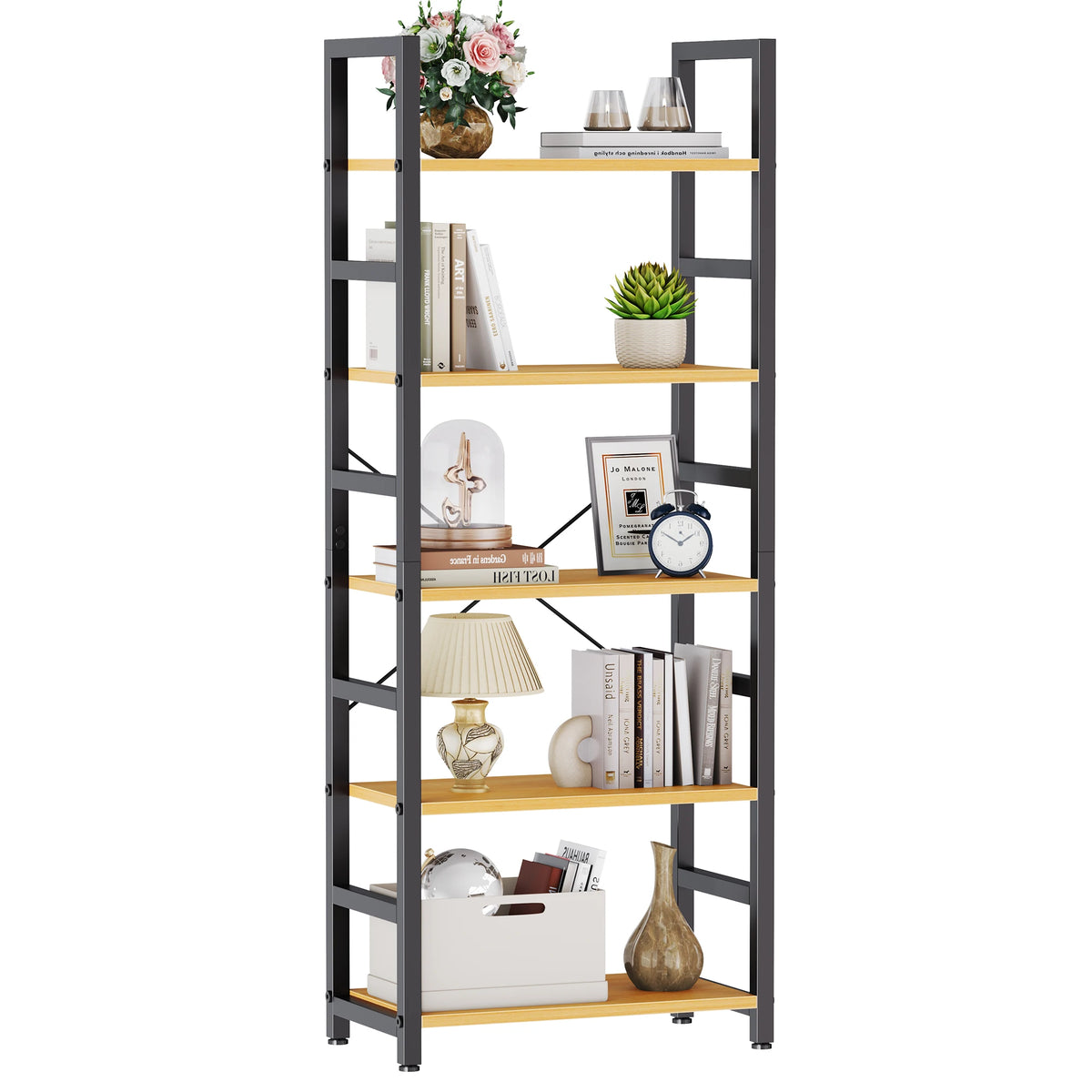 MCQ Wooden Five Tier Storage Bookshelf For Living Room