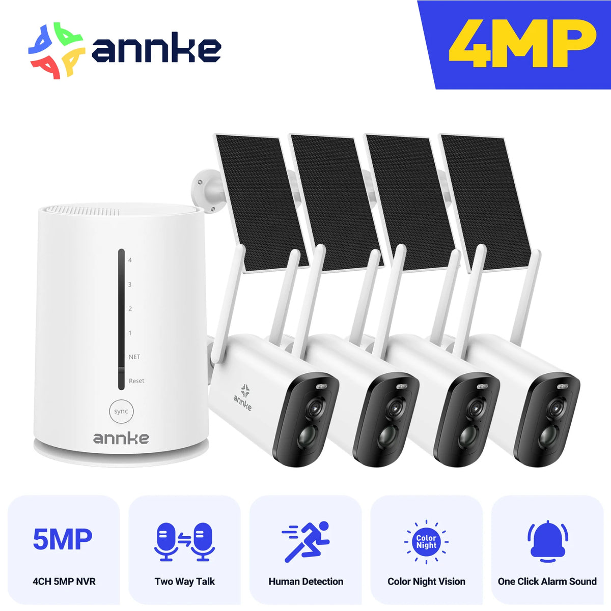 Annke 4Mp Solar Security Cameras With Wireless Nvr Kit