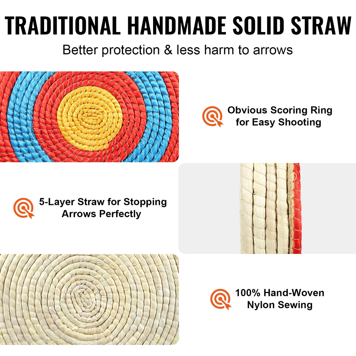 Traditional Solid Straw Round Archery Target For Shooting Practice