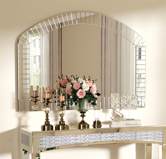 Venetian Arched Wall Mirror With Polished Beveled Glass Edge