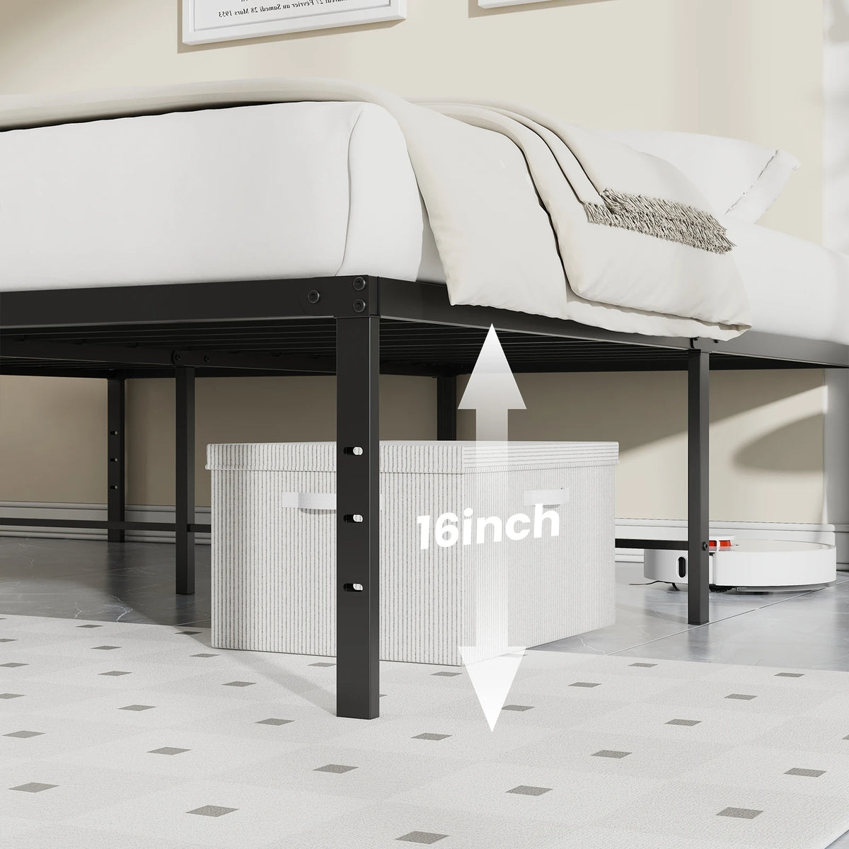 JHK Heavy Duty Steel Platform Bed Frame With Slat Support