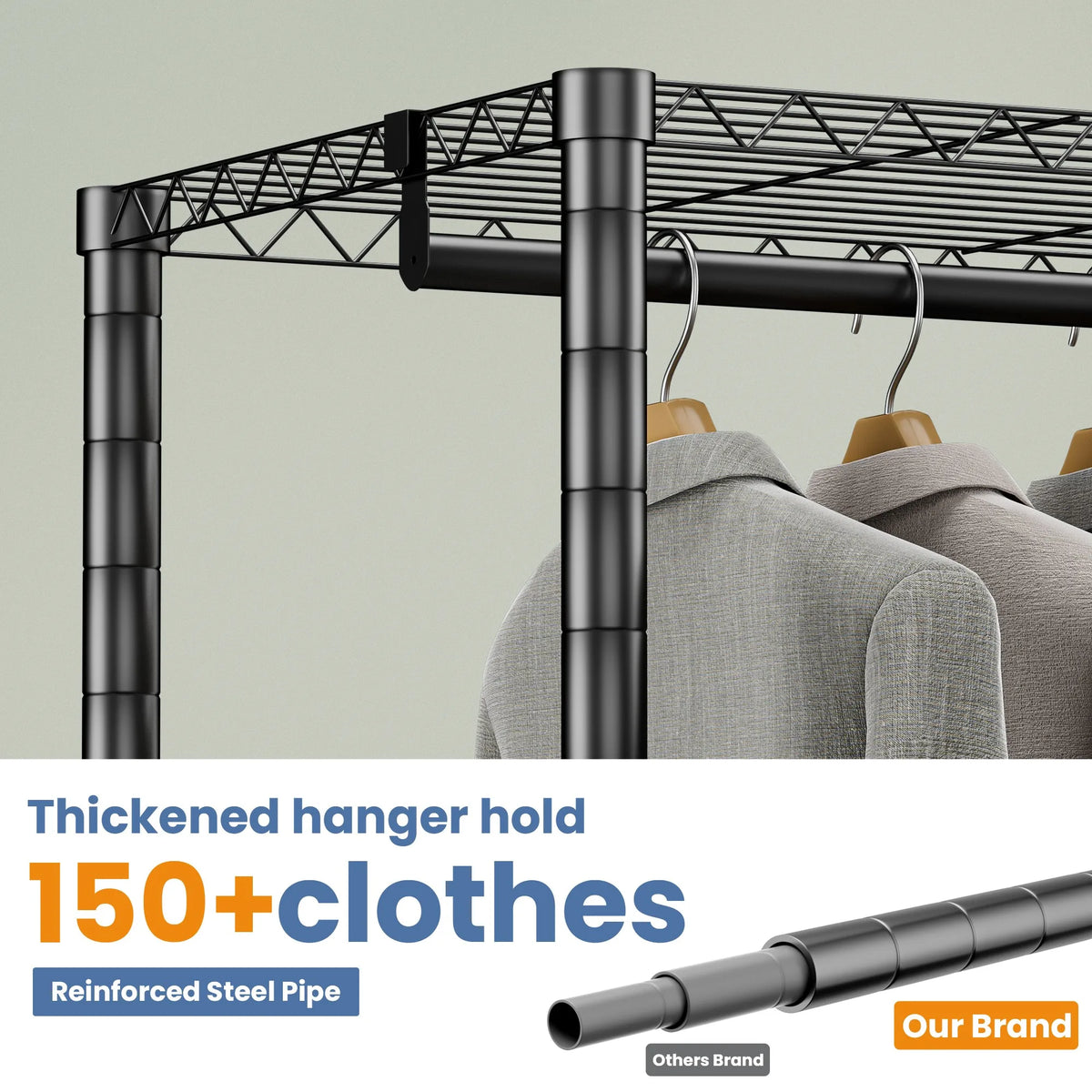 Freestanding Metal Clothes Rack And Storage Organizer