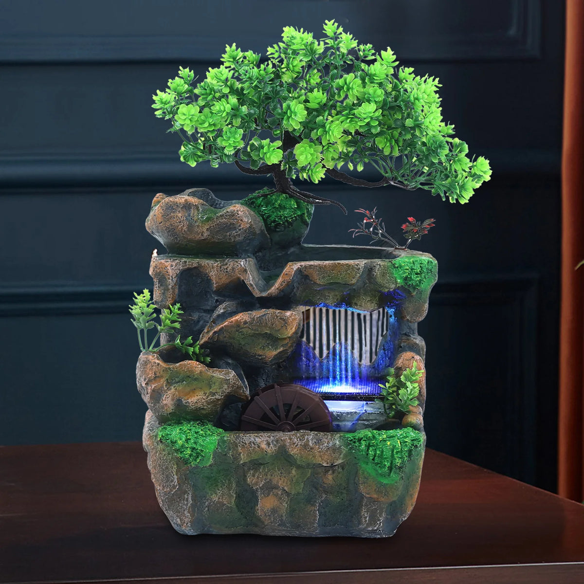 Color Changing LED Desktop Waterfall Fountain For Indoor Meditation