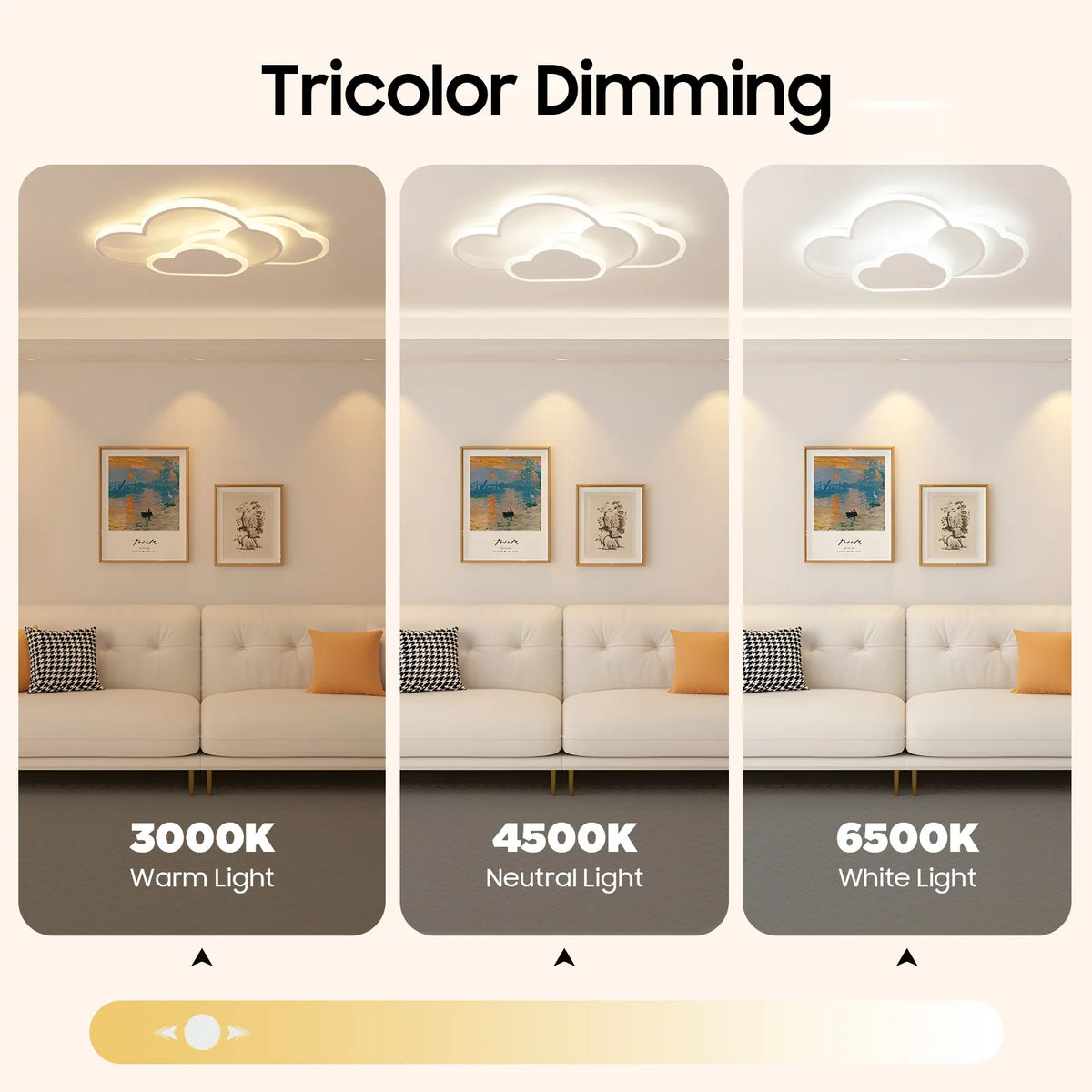 Modern Cloud LED Ceiling Light 3 Color Temperature Adjustable Fixture
