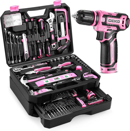 DEKO Hand Repair Toolbox With Cordless Drill Storage