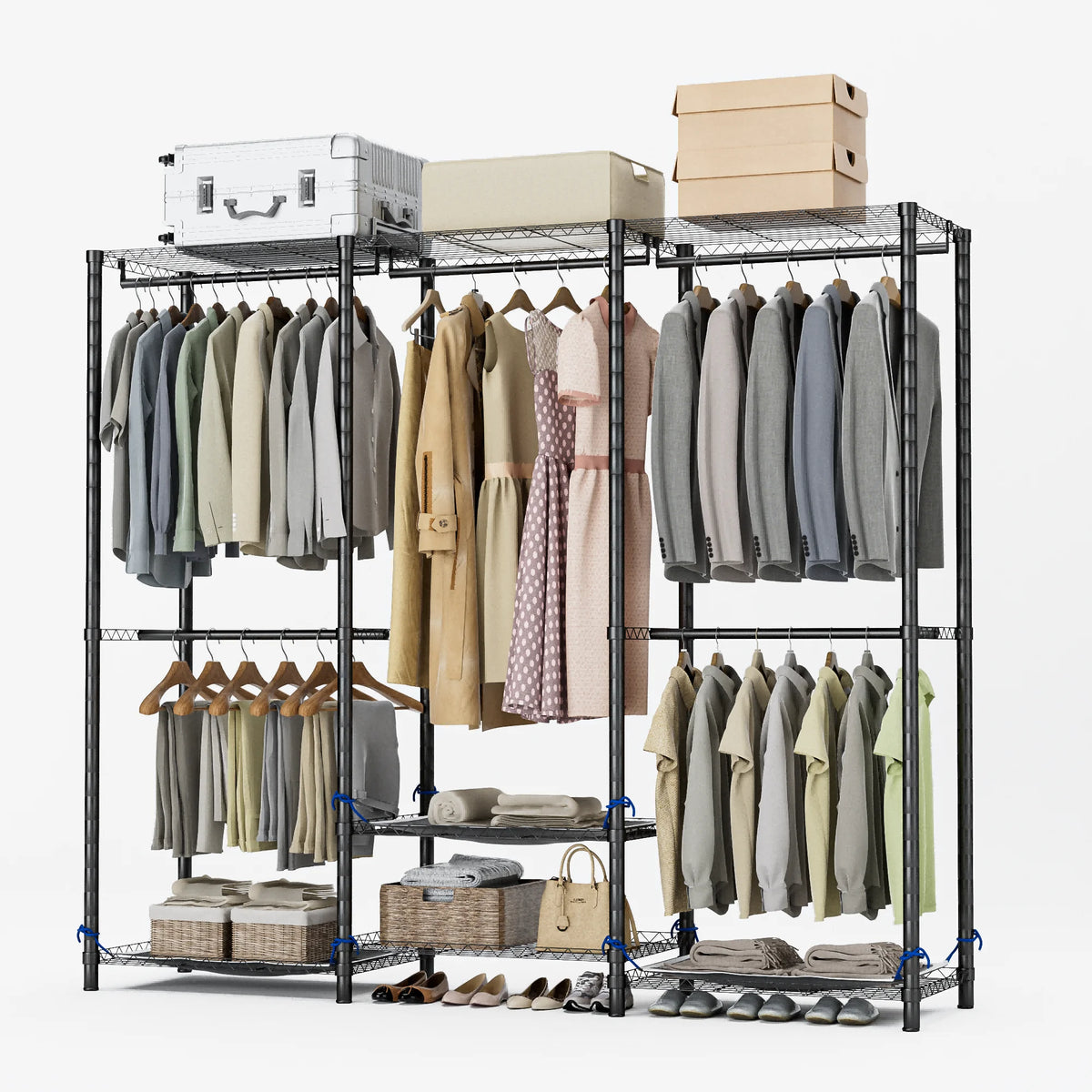 Freestanding Metal Clothes Rack And Storage Organizer