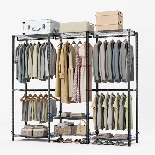 Freestanding Metal Clothes Rack And Storage Organizer