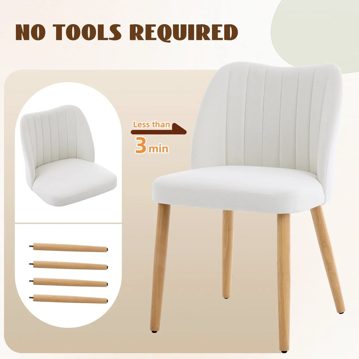 HiMISS Set Of Two Mid Century Modern Fabric Dining Chairs