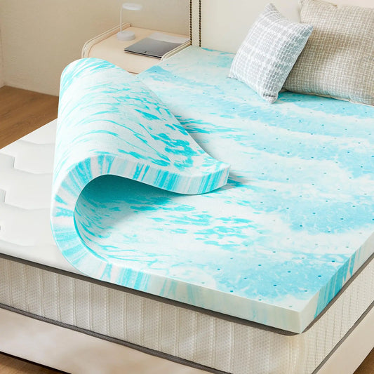JHK Cooling Gel Memory Foam Mattress Topper Soft Breathable