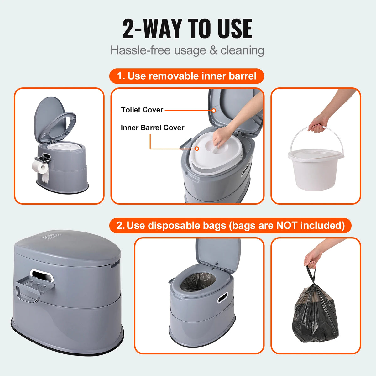 SucceBuy Portable Toilet With Detachable Bucket For Camping And Travel