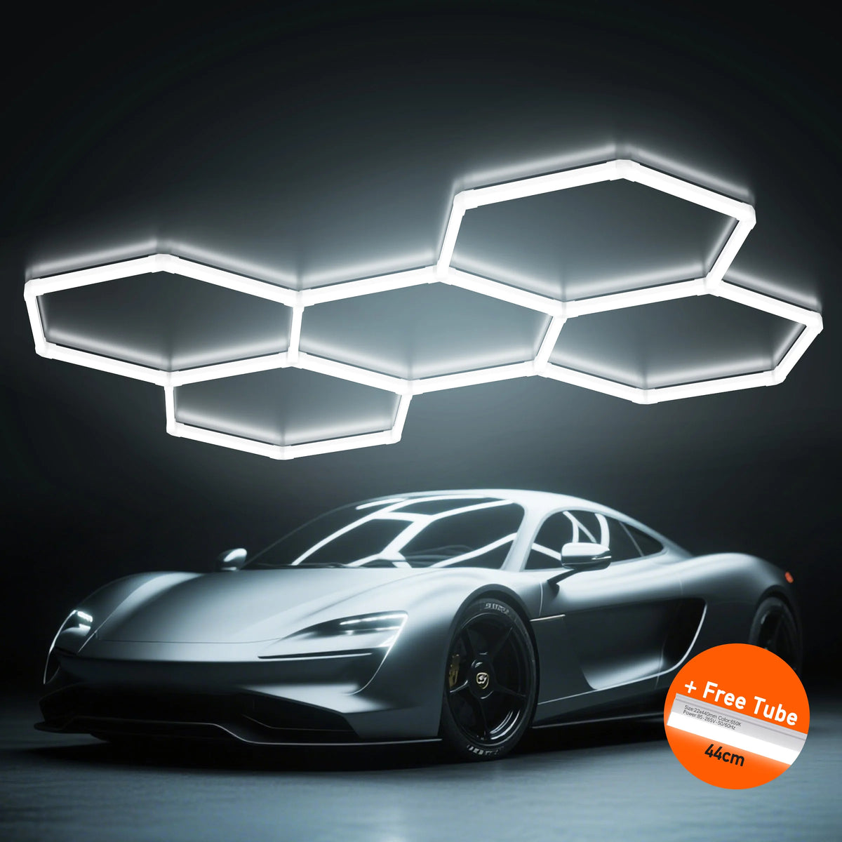 Premium Hexagon LED Garage Light With Honeycomb Frame For Workspaces