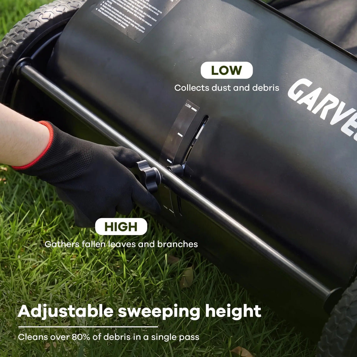 HiMISS Push Lawn Sweeper With Hopper Bag And Adjustable Brush