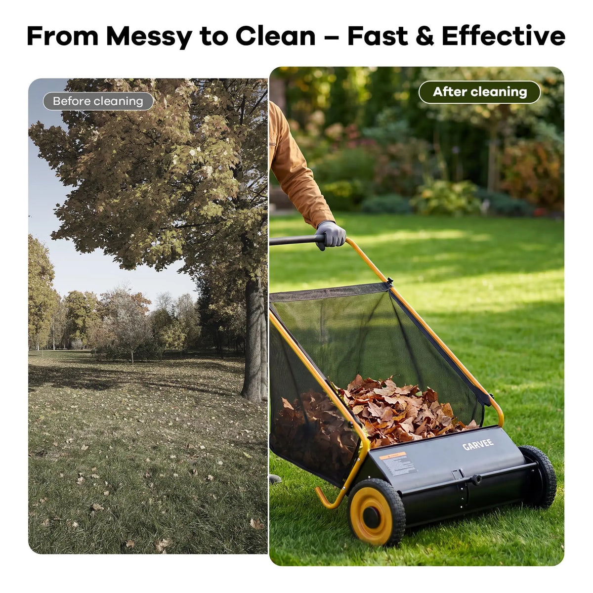 HiMISS Push Lawn Sweeper With Hopper Bag And Adjustable Brush