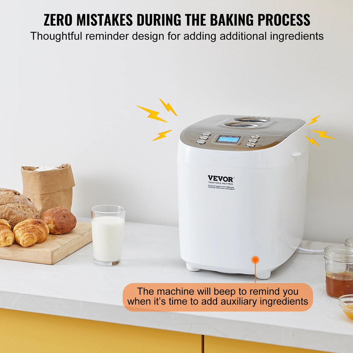 SucceBuy Automatic MultiFunction Bread Maker With Nonstick Ceramic Pan