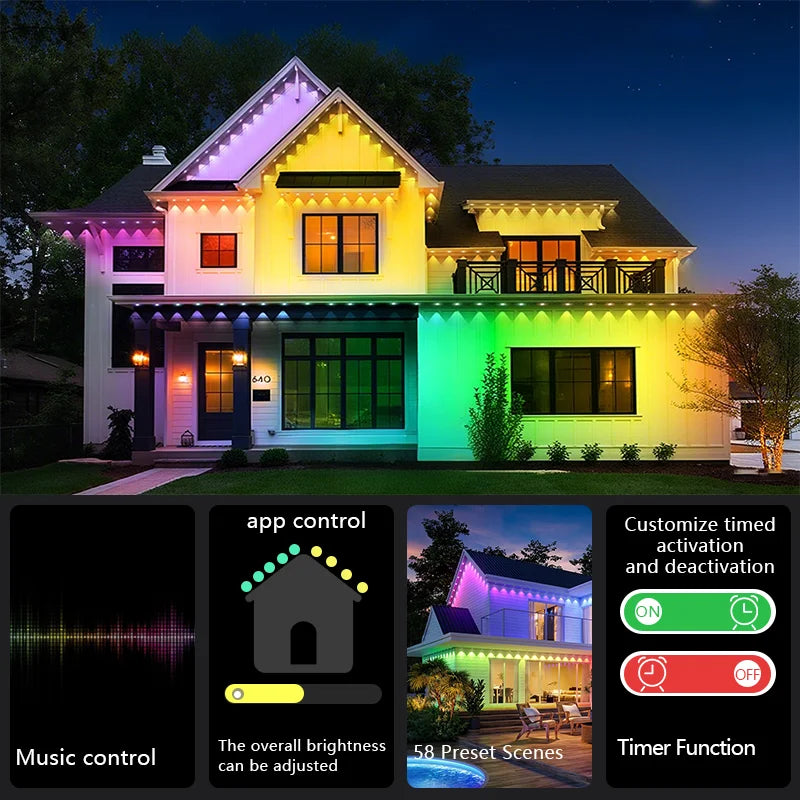 MIMIRGB Smart Permanent Outdoor RGBIC String Lights For Gardens