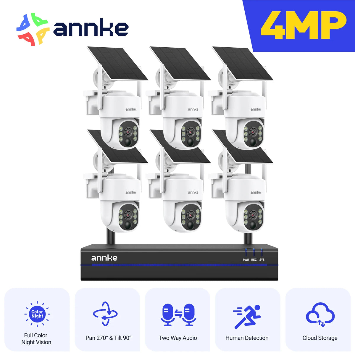 Annke 16CH 4MP Dual Band Solar Wireless Camera Security System