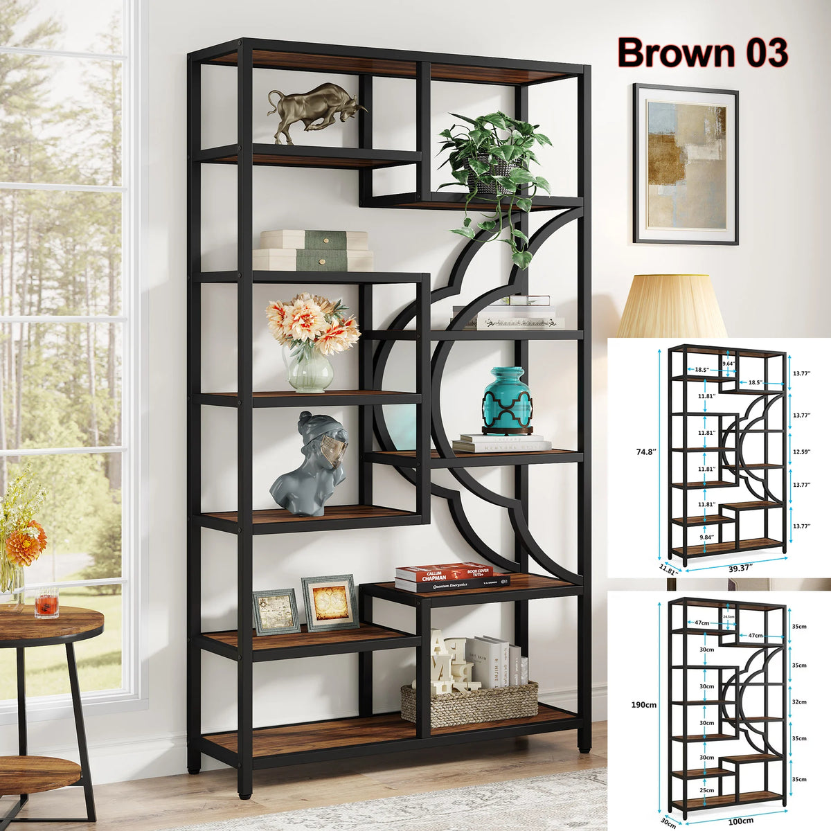 Tribesigns Industrial 5 Tier Bookshelf Freestanding Metal Display Rack
