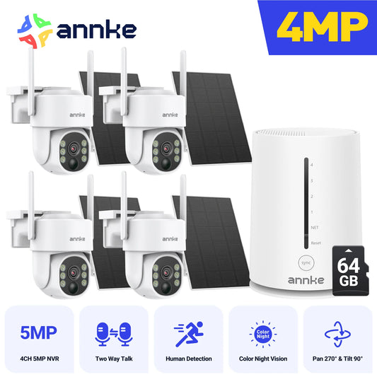 Annke 4Mp Solar Security Cameras With Wireless Nvr Kit