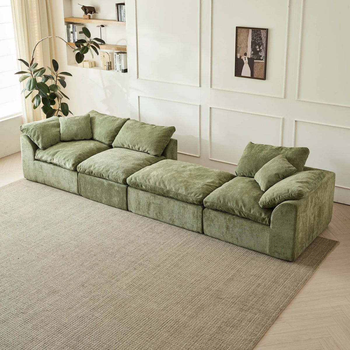 Yeflixvrau Modern Cloud L Shaped Sectional Sofa With Ottoman