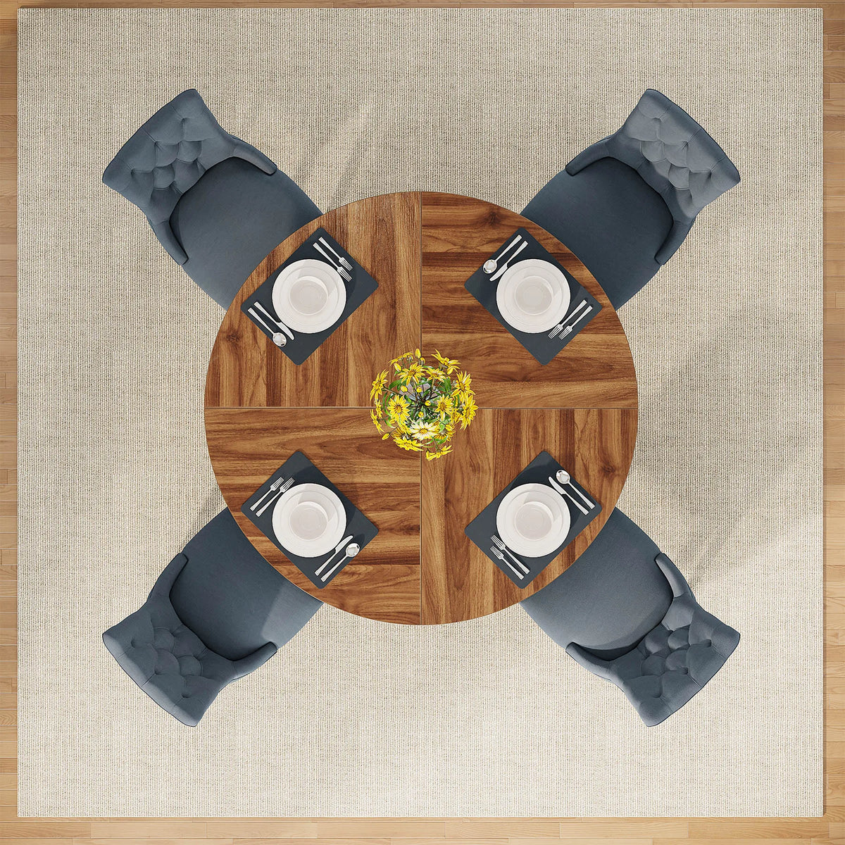 Tribesigns Round Farmhouse Dining Table For Dining Room