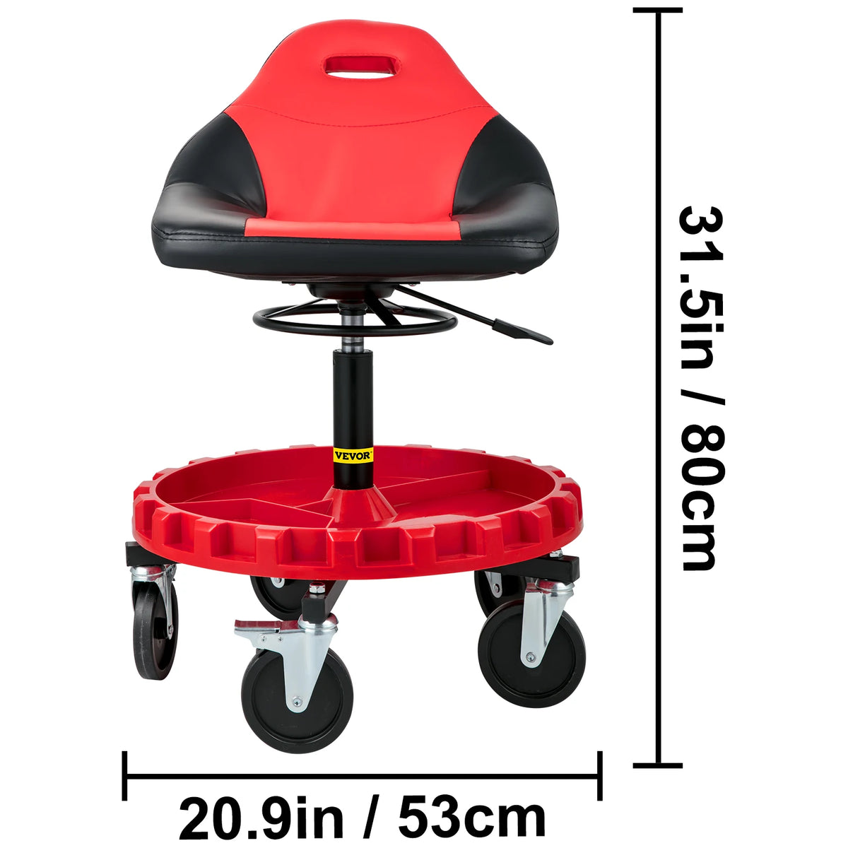 SucceBuy Adjustable Rolling Garage Stool With Tool Tray And Casters