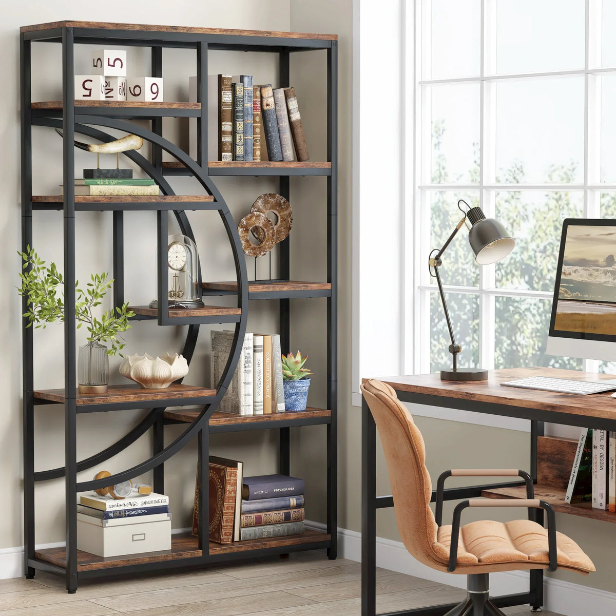 Tribesigns Industrial 5 Tier Bookshelf Freestanding Metal Display Rack