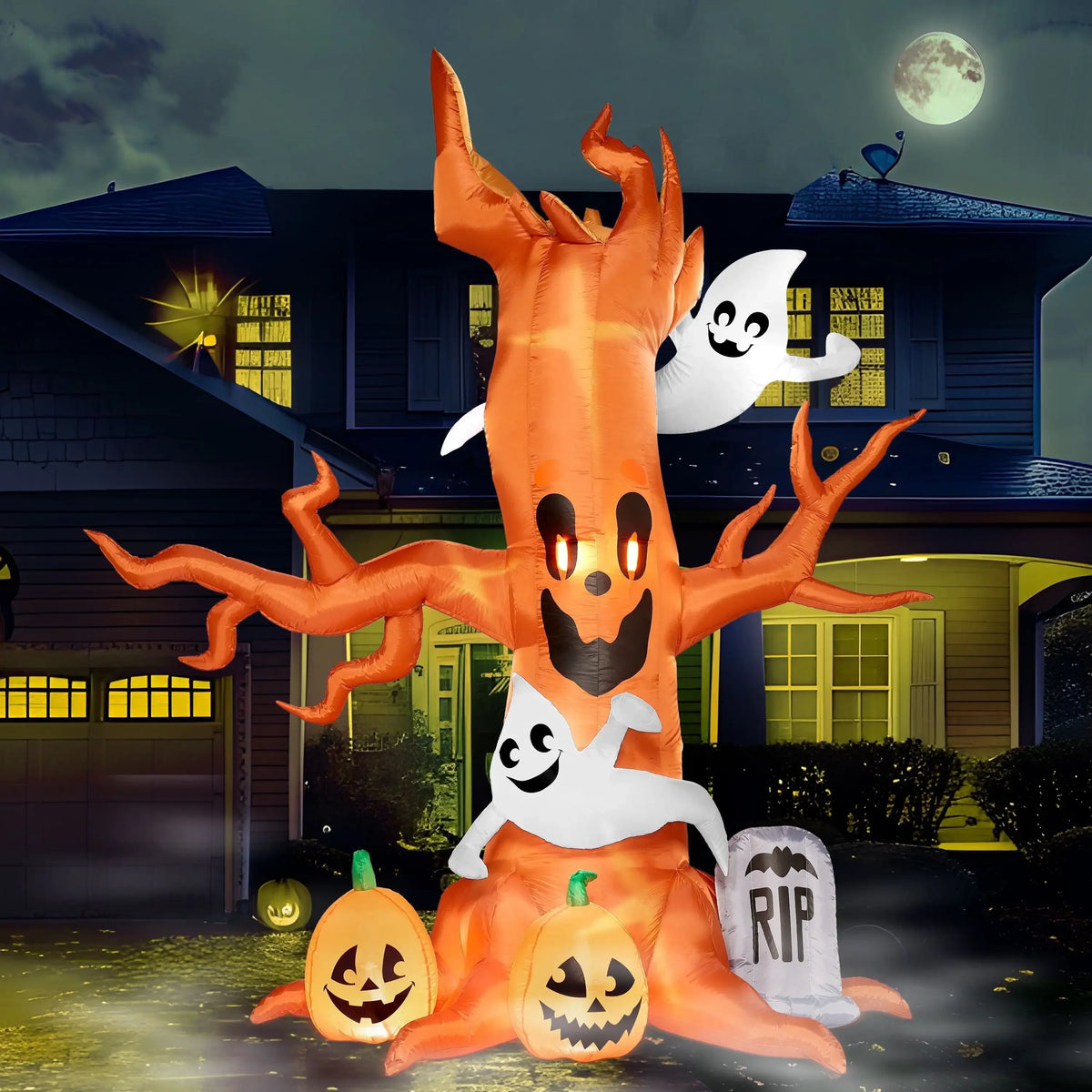 Joyfy Halloween Inflatable Scary Tree With Ghost And LED Lights
