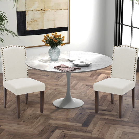 MCQ Farmhouse Fabric Dining Chairs With Padded Seats