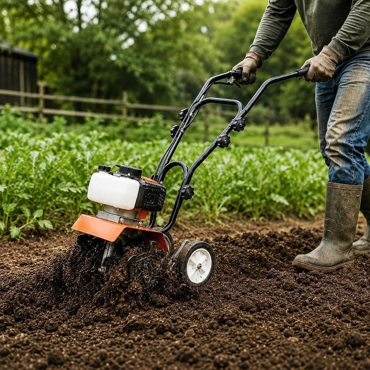 52CC Gas Powered Tiller Cultivator With Adjustable Steel Tines