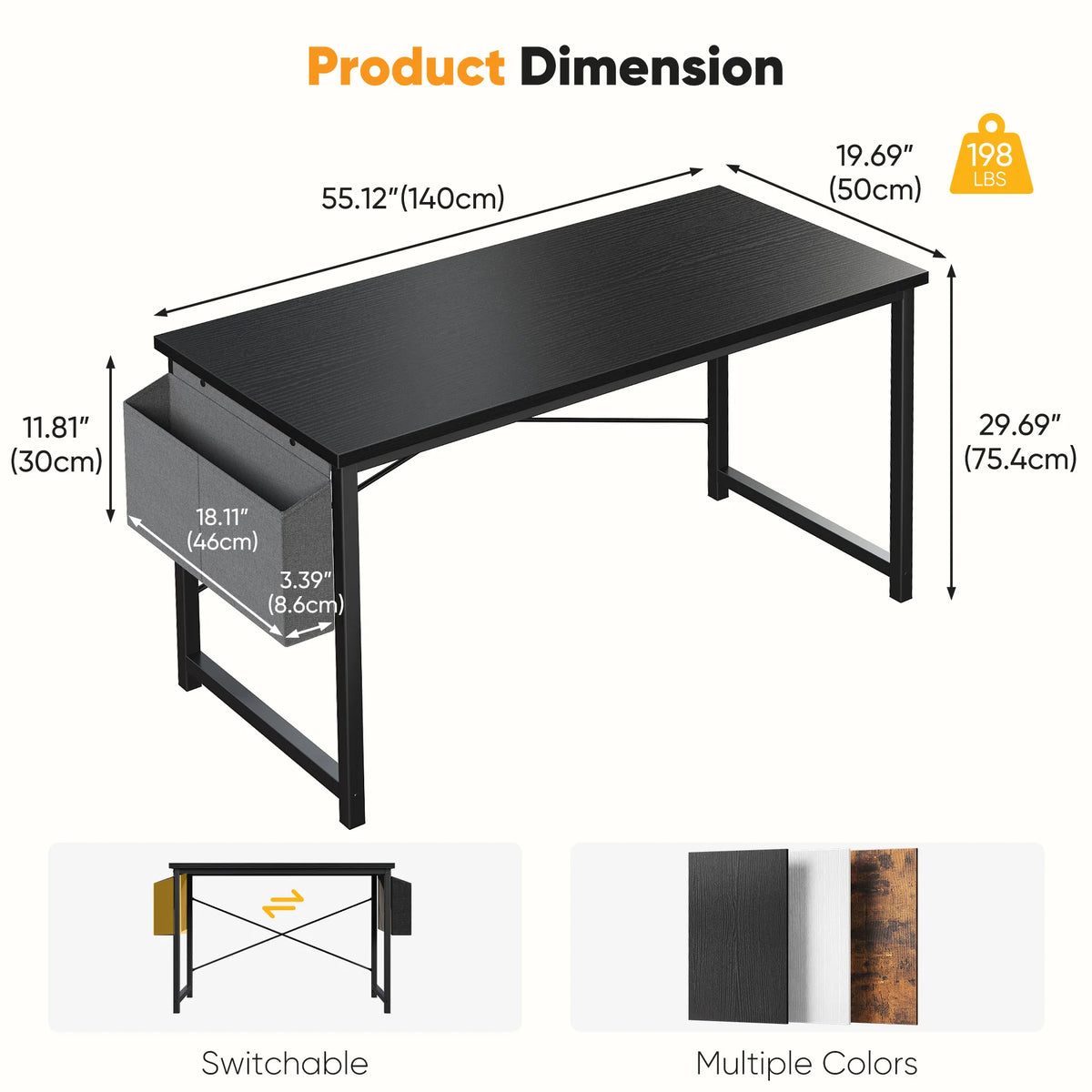 Jhk Executive Computer Desk With Storage Rack Wooden Top