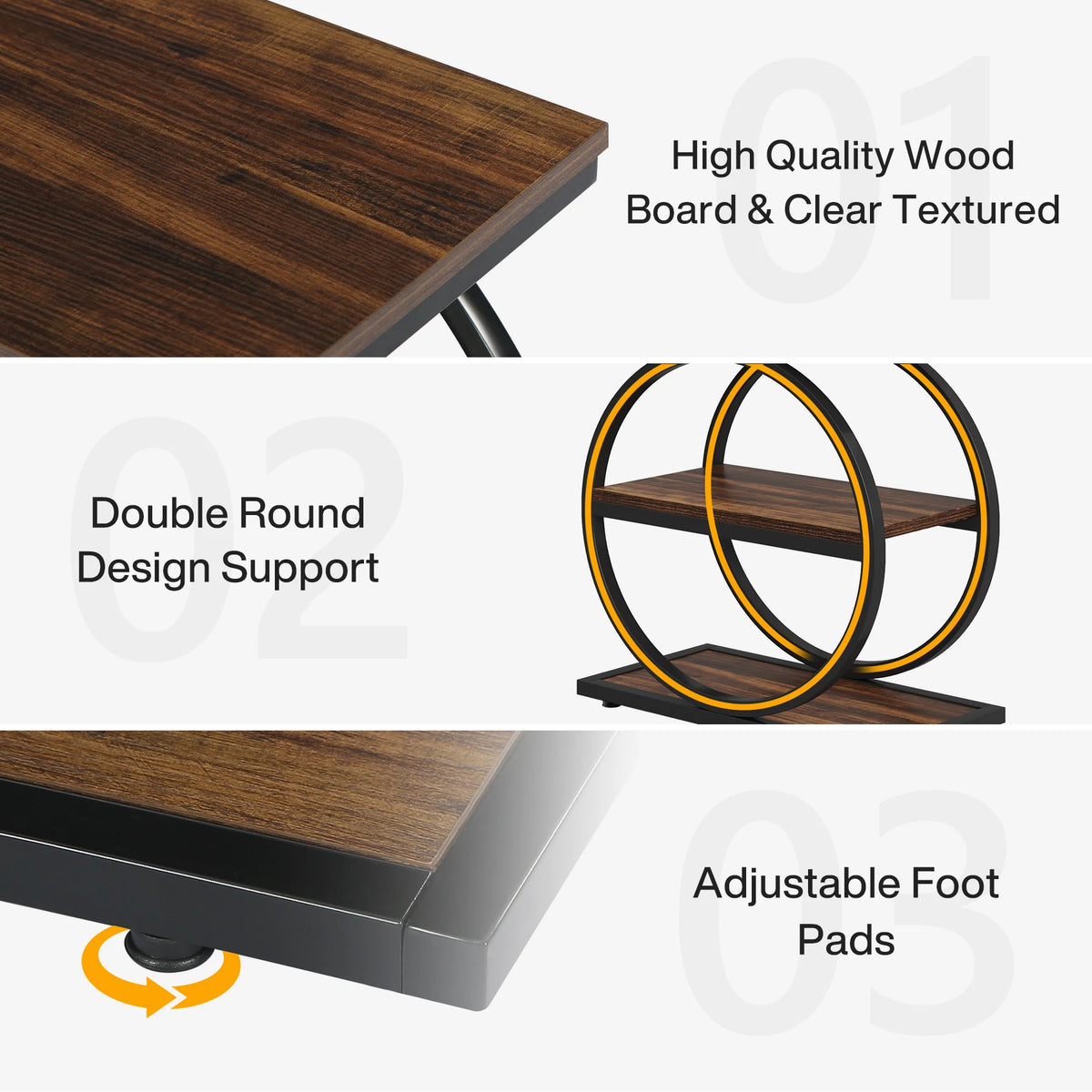 Tribesigns Industrial End Table With Three Tier Storage Shelves