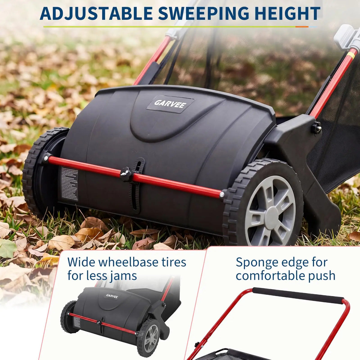 HiMISS Manual Push Lawn Sweeper For Yard Leaf Grass Collection