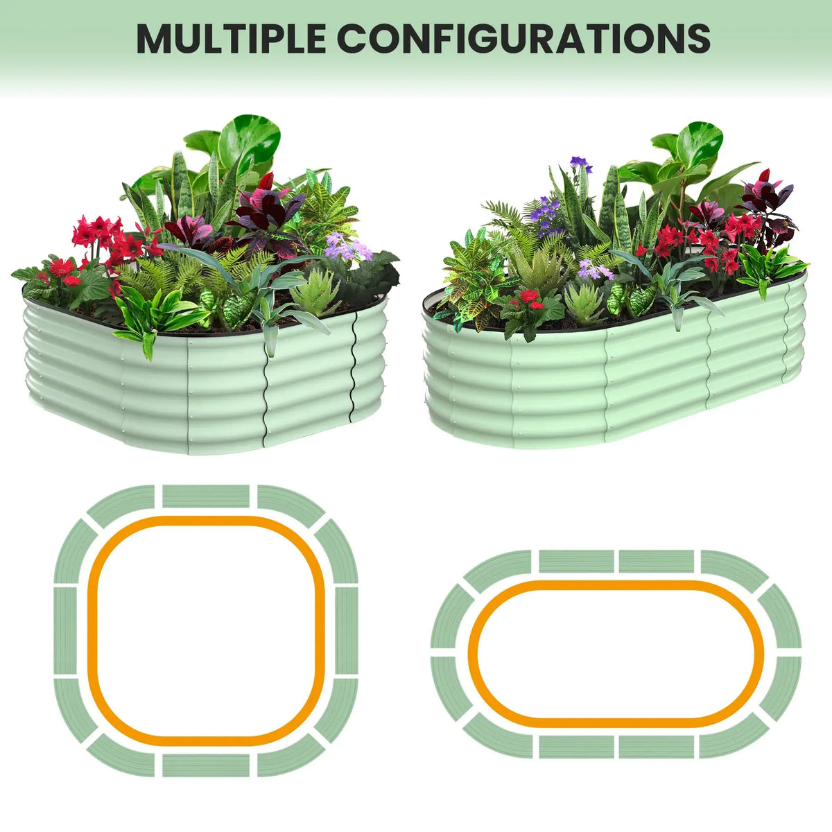 HiMISS Galvanized Steel Oval Raised Garden Planter Box For Plants