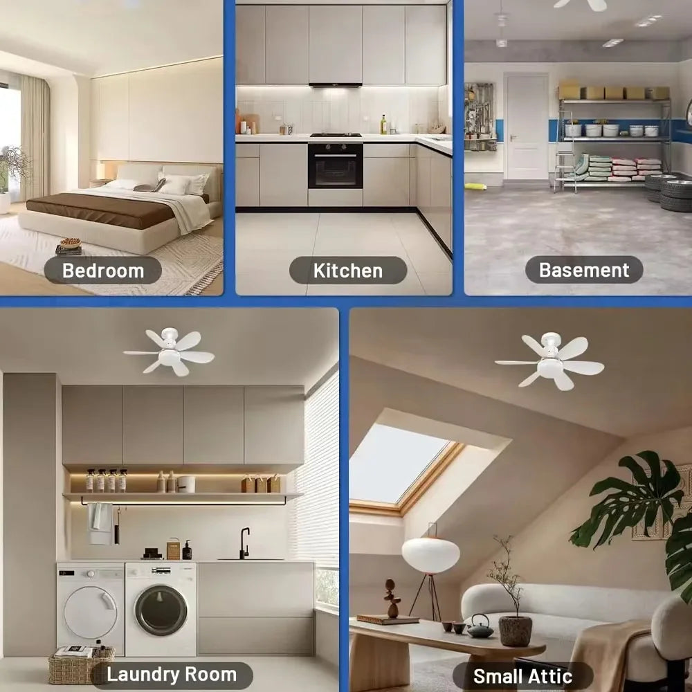 40W Ceiling Fan Remote Control LED Light Silent For Bedroom