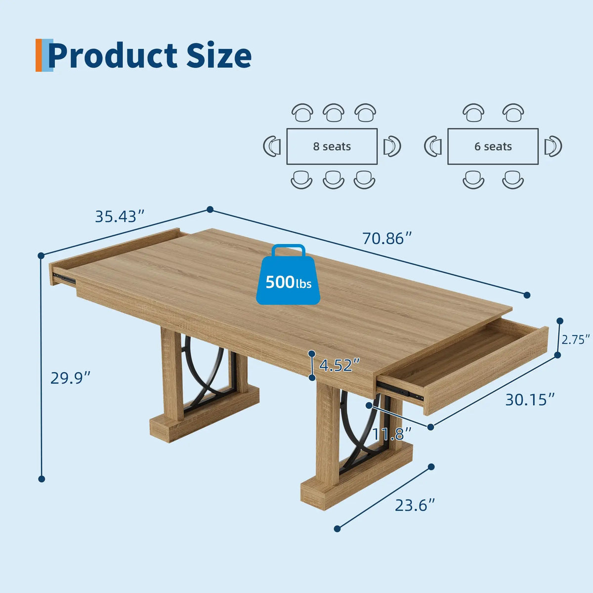 Hobbylane Dining Table With Storage Drawers Wood Kitchen Table