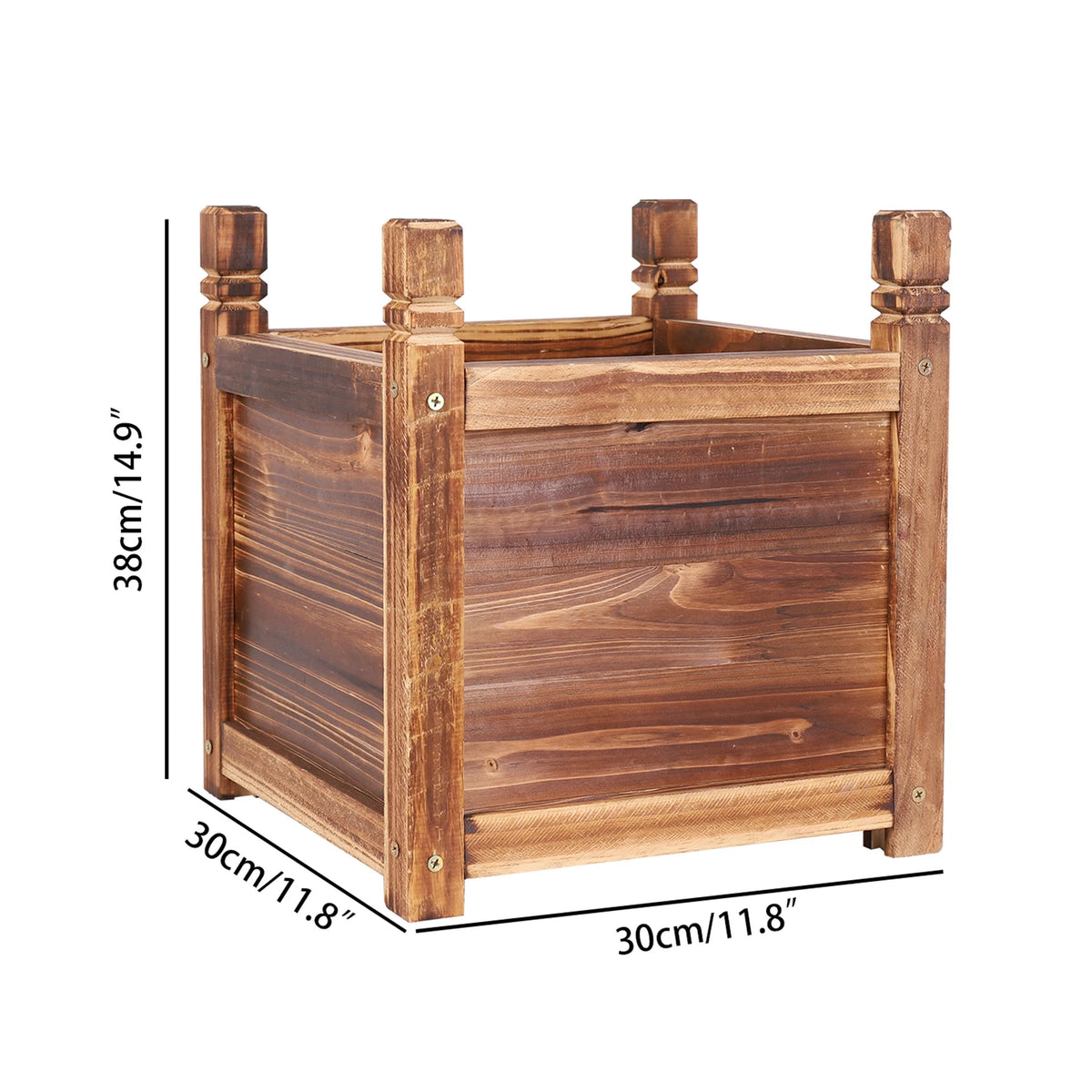 Pine Wood Raised Garden Planter Box For Indoor Outdoor Plants