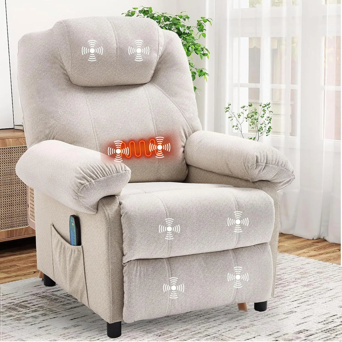 XIAOLANG Modern Fabric Push Back Recliner Chair With Massage