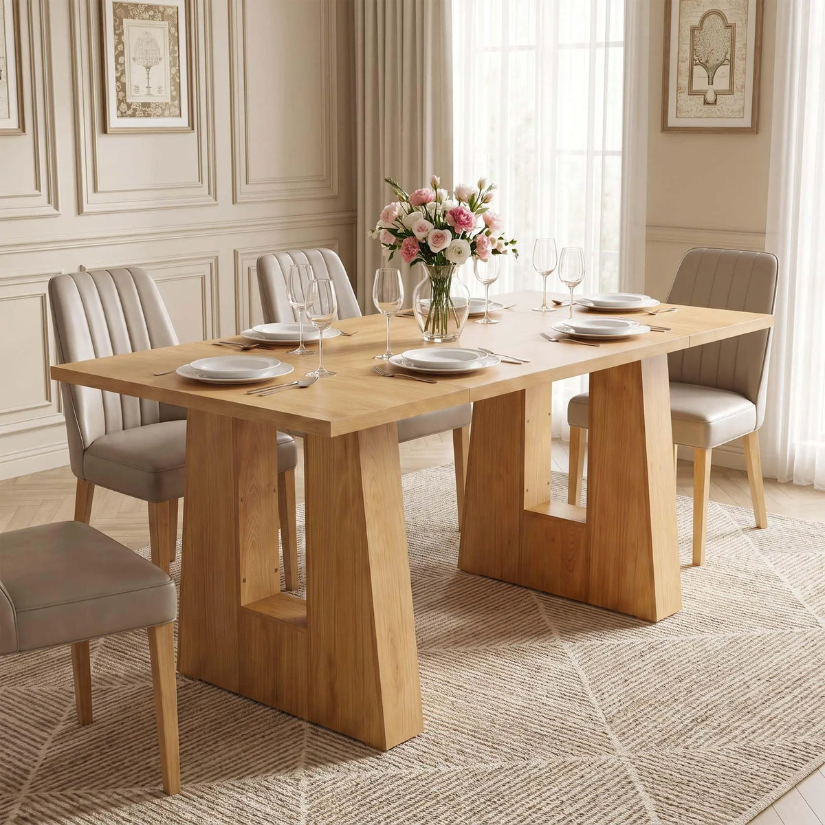 HiMISS Modern Mid Century Wood Dining Table With Sleek Legs