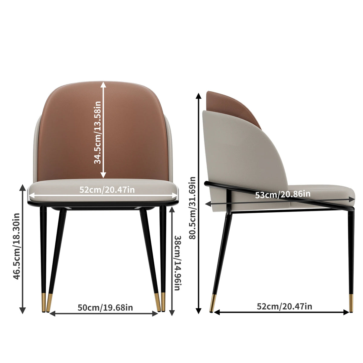 Modern Faux Leather Dining Chair Set Padded Wood Backrest