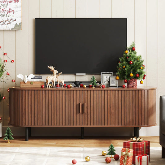 Onbrill Modern TV Console With Power Outlet Storage and Drawer